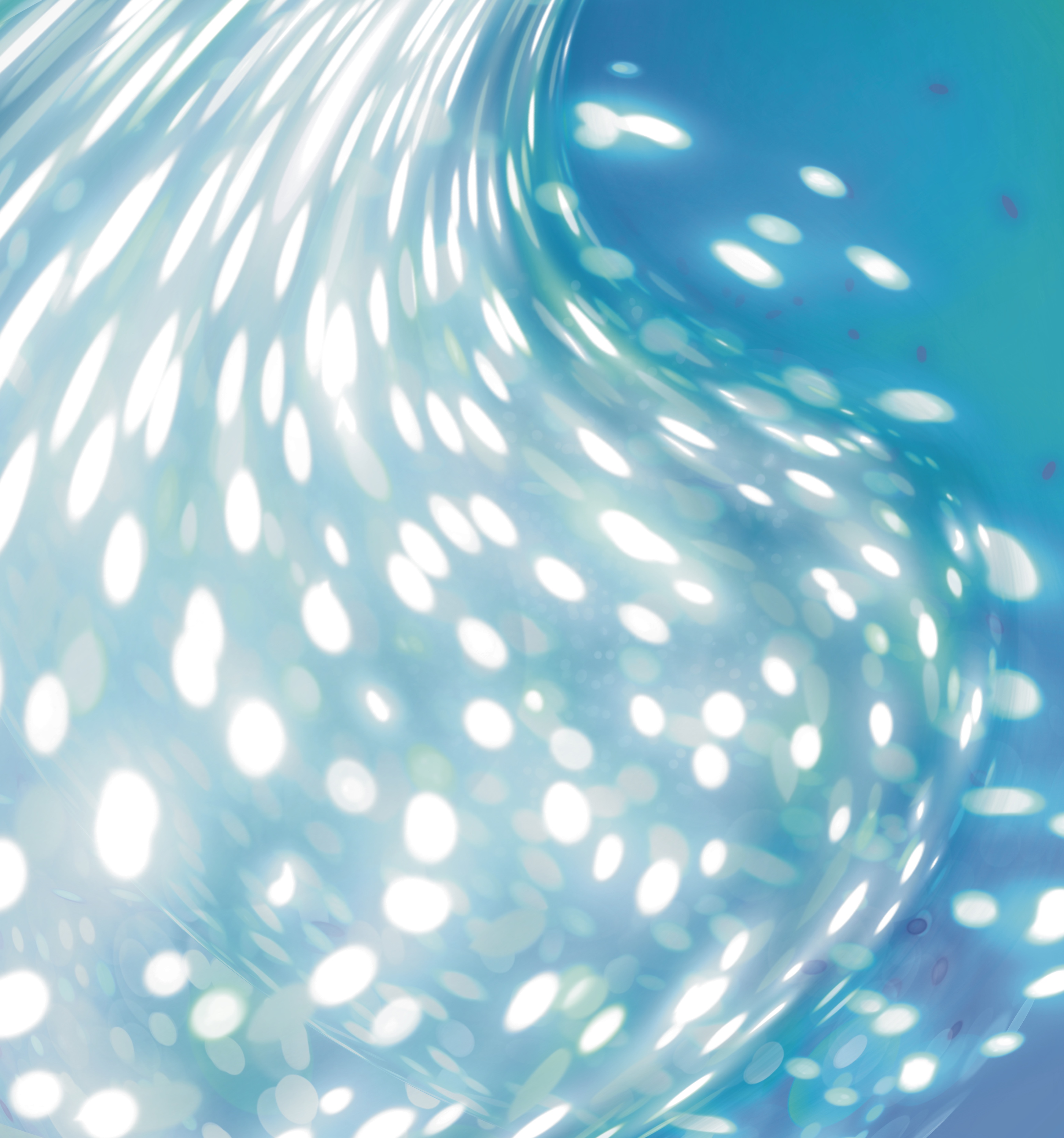 Constelación turquesa, de la serie Quantum Mandalas de Susana Mazzarino: ondas de luz blanca sobre un fondo turquesa