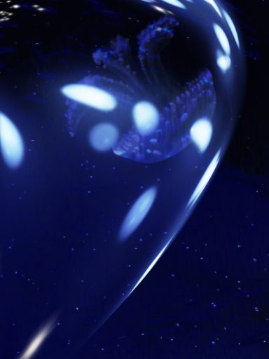 Órbita baja | Low Orbit (120 × 90 cm) Pleione | Susana Mazzarino — Medusas de luz, pintura digital contemporánea