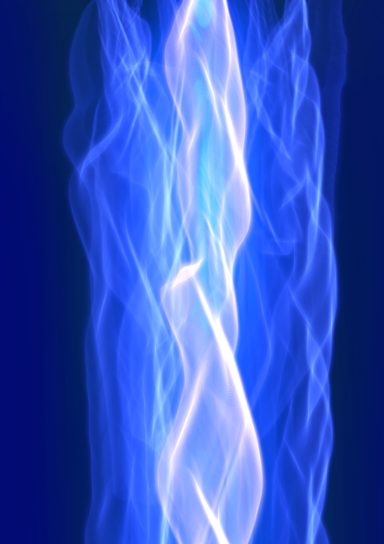 Luz azul brillante en forma de torbellino sobre un fondo oscuro.