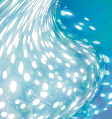 CONSTELACIÓN TURQUESA | Turquoise Constellation Esfera luminosa brillante sobre un fondo azul claro.