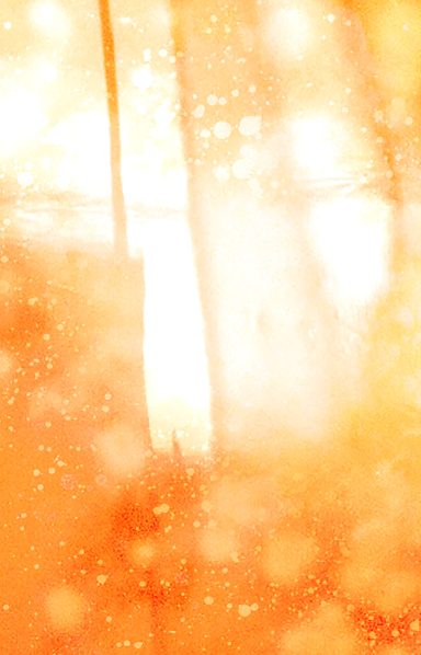 Luces cálidas y borrosas en tonos anaranjados, creando un efecto etéreo y brillante.