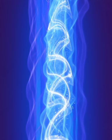 Luz azul en forma de espiral, con un fondo oscuro, creando un efecto etéreo.