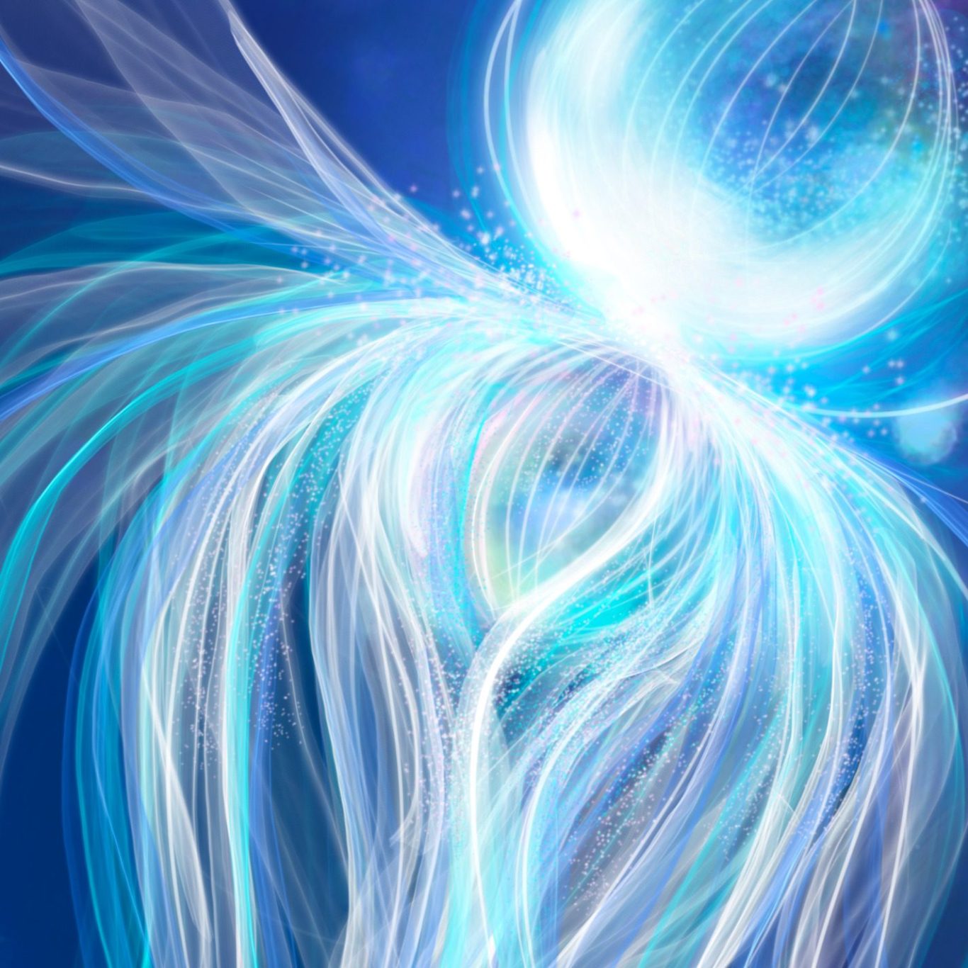 El ojo divino de Susana Mazzarino Acento en el centro brillante, rodeado de tonos azul y rosa, creando un efecto radial, formando un ojo divino